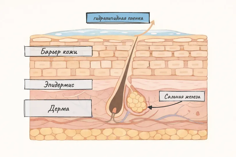схематичное изображение структуры кожи